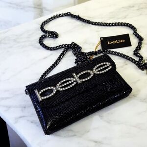 NEW Bebe Black Chain Shoulder Bag 7"x4" New With Tags Original Price 89.00